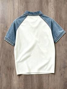 Daypath Men's Letter Graphic Patchwork Color Casual Daily Short Sleeve Polo Shirt - Multicolor - View 6