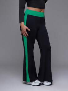 Voyena Women's Plus Size Colorblock Patchwork Sports Long Pants - Black - View 5