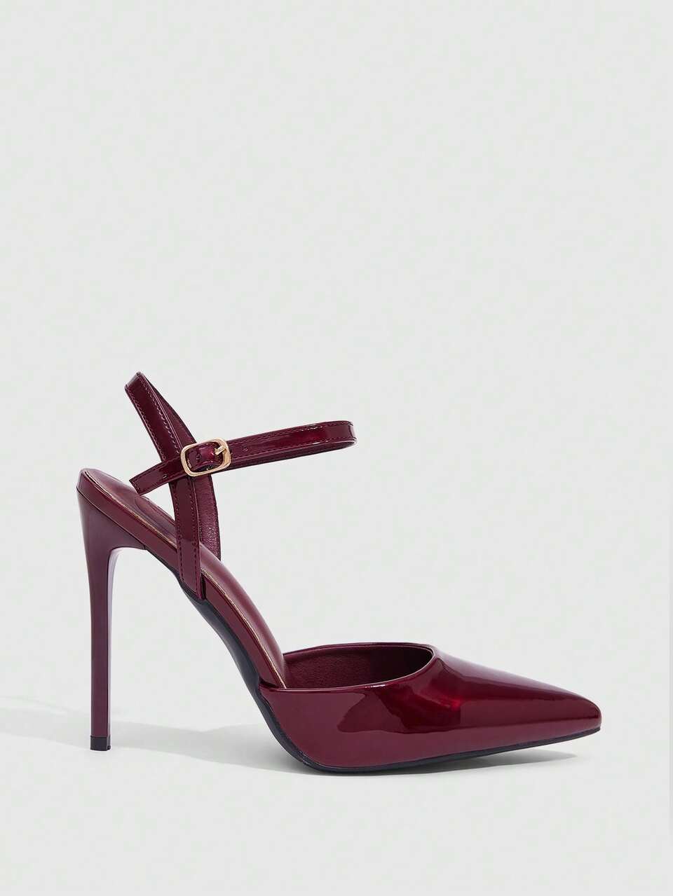 CUCCOO SZL Women Shoes Women's Pointed Stiletto Burgundy Ankle Strap Women's High Heel Shoes Fashion Sexy Dinner Party Slingback Shoes Women's Shoes Fall Shoes