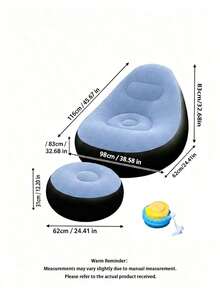 Inflatable Chair With Footstool, Flocked Surface Inflatable Sofa For Adults, Comfortable Inflatable Air Cushion Chair, Waterproof Portable Inflatable Sofa, Inflatable Sofa For Camping - Chair - View 2