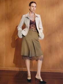 MOTF PREMIUM DETACHABLE FURRY COLLAR & CUFFS CINCHED WAIST 3D CUT WOOL OVERCOAT - Apricot - View 5