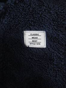 SHEIN Playful Pals 嬰兒雙面絨毛連帽外套，嬰兒秋冬保暖內裡加厚上衣，海軍藍/灰色，柔軟百搭適合日常穿著 - 彩色 - 查看 4