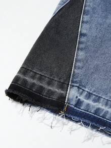 ROMWE MEN Essentials Spring/Summer Casual Men'S Contrast Color Pocket Casual Versatile Denim Shorts - Blue - View 6