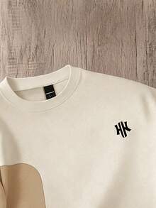 Daypath Men's Casual Letter Print Contrast Color Loose Fit Drop Shoulder T-Shirt, Suitable For Summer Holiday & Daily Commute - Multicolor - View 3