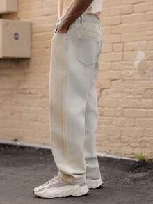 BelSigned BelSigned Loose Fit Men's Slant Pocket Straight Leg Jeans - Blue - View 4