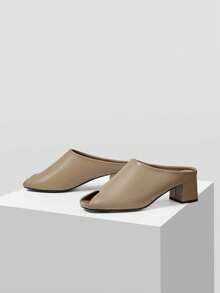 Mnmlis Simple Elegant High-Heeled Sandals Daily Commuting Slouchy People Slip-On Women's Shoes Fall Shoes - Khaki - View 2