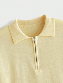 EASEVO Men's Plus Size Solid Color Short Sleeve Knit Top - Yellow - View 6