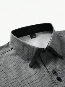 Manfinity Mode Men's Fashion Versatile Commute Long Sleeve Shirt - Dark Grey - View 4