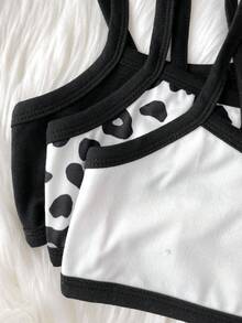 SHEIN Dozemod 兒童青少年女孩可愛簡約豹紋愛心圖案親膚柔軟學生青春期內褲3件組 - 彩色 - 查看 5
