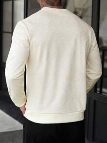 Manfinity CasualCool 男士休閒純色套頭運動衫，白色長袖秋季運動衛衣，適合送給朋友、丈夫或男友的禮物 - 杏色 - 查看 2
