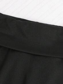 SHEIN 女童黑色防磨裙，夏季高腰A字裙，內建短褲 - 黑色 - 查看 5