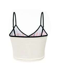 INAWLY Women's Letter Print Colorblock Casual Versatile Daily Wear Camisole Top - Apricot - View 2