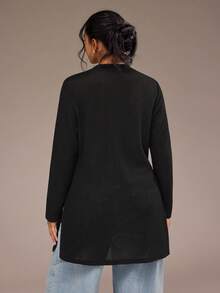 Freevana Women's Retro Black Sheer Long Sleeve Mock Neck Tunic Pullover Casual Blouse Tops Layering Blouse Autumn Formal Going Out - Black - View 2