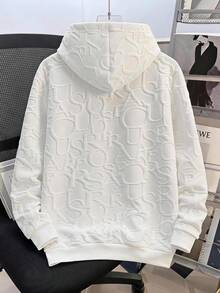 Daypath Men's Casual Streetwear Hooded Long Sleeve Sweatshirt For Daily Wear Graduation Office White Autumn - White - View 2