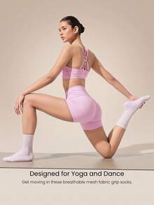 GLOWMODE Make A Move Grip Scrunch Crew Socks - White+Barely Pink+Pink - View 6