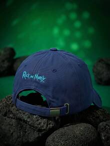 Rick and Morty X Joivida 1件女款休閒運動棒球帽，可愛設計搭配IP聯名，適合日常休閒穿著 - 藏蓝色 - 查看 4