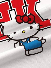HELLO KITTY AND FRIENDS | SHEIN 少女圓領字母卡通印花休閒百搭短袖T恤 - 白色 - 查看 6