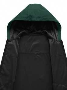 Manfinity Homme Men's Solid Color Long Sleeve Zip-Up Hooded Jacket - Green - View 6