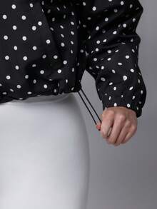 Voyena Women's Plus Size Polka Dot Pattern Long Sleeve Sports Jacket Fall - Black - View 7