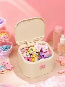 Joivida 1PC Hair Accessory Storage Box, Large Capacity Plastic Organizer Box Decorated With Lovely 3D Bow Ornament, Equipped With Press-Type Flip Lid Design To Block Dust And Keep Small Items Tidy, Offers Ample Inner Space To Store Hair Clips, Hair Ties - Multicolor - View 8