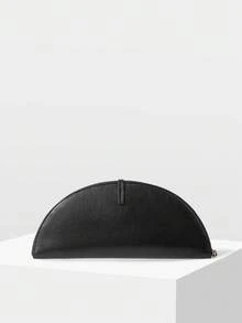 MOTF WOMEN'S FASHION HALF-MOON CLUTCH, CLASSIC BLACK, MINIMALIST HANDBAG FOR DAILY, COMMUTING, BANQUETS, DRESS MATCHING - Black - View 4