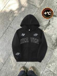 SHEIN 青少年男孩連帽街頭風 Y2K 字母印花萬聖節運動衫 - 彩色 - 查看 1