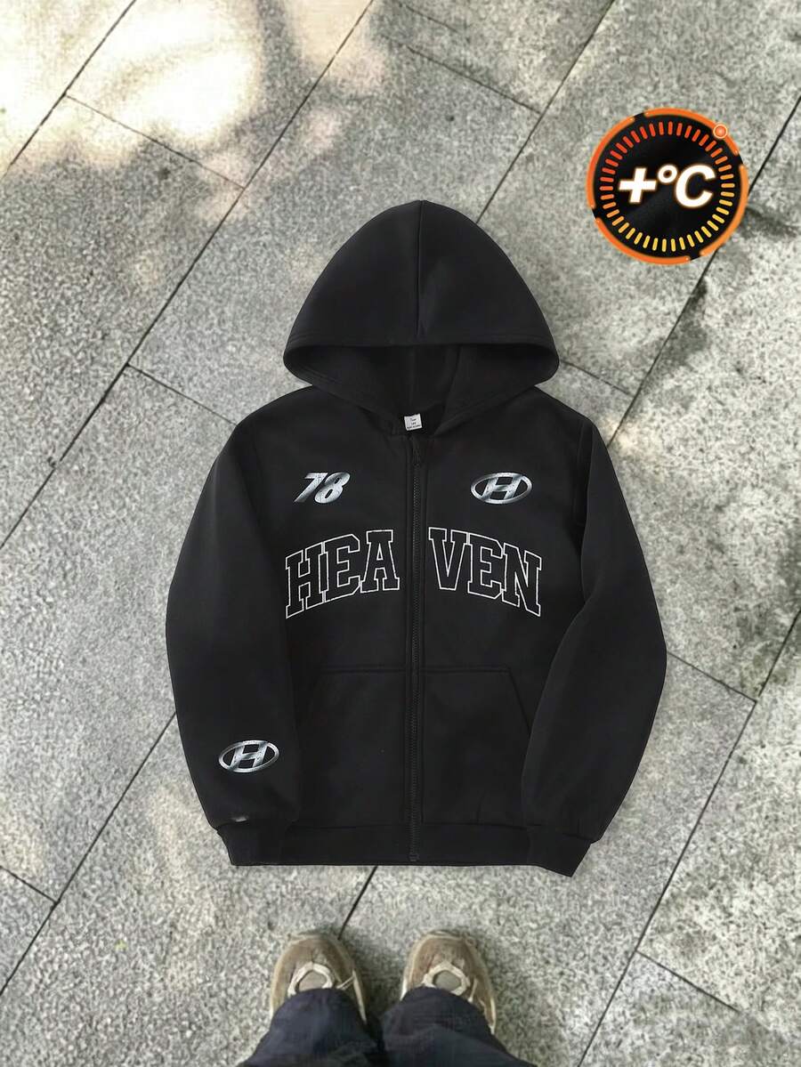 SHEIN 青少年男孩連帽街頭風 Y2K 字母印花萬聖節運動衫 - 彩色 - 查看 1