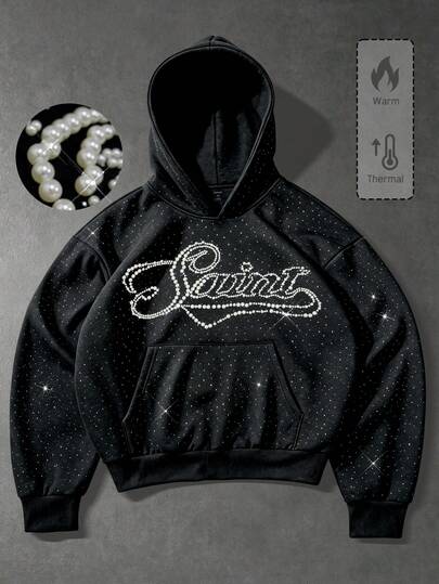 Street Life 2026 Herbst/Winter Neue Herren-Hoodie mit Strass & schweren Perlen, Unisex Paar Lässig Mode Pullover Sweatshirt, Herbst/Winter Top