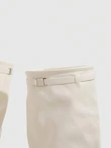 Daringsoles 女款簡約尖頭褲靴 高跟靴 百搭時尚靴 - 米色 - 查看 5