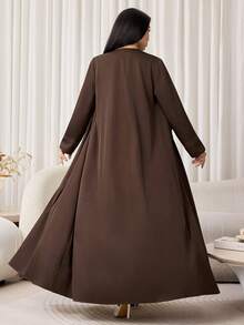 Veilorie Women's Elegant Commute Arabic Abaya - Brown - View 2
