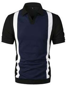 Manfinity Homme Men's Colorblock Casual Commute Short Sleeve Polo Shirt - Multicolor - View 4