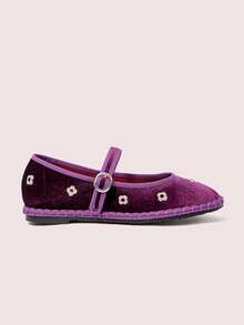 CUCCOO DOLLMOD Women's Shoes New Round Toe Purple Flower Metal Buckle With Versatile Mary Jane Closed Toe Flat Shoes - Purple - View 6