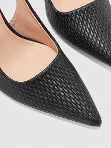 CUCCOO BIZCHIC Simple Rear Empty Buckle Strap Stiletto High Heels, Daily Commuting Versatile Women's Shoes - Fine stone black - View 6