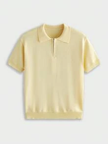 EASEVO Men's Plus Size Solid Color Short Sleeve Knit Top - Yellow - View 1