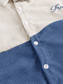 AXEPEAK Camisa versátil de manga corta con botones simples y bordado de color contrastante para hombre - Multicolor - Ver 6