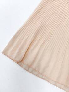 Elenzga Plus Size Plain Color Elegant Elegant Lady Chiffon Pleated Dress, Spring & Summer Fall - Apricot - View 4