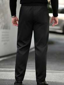 Manfinity CasualCool Men's Solid Color Drawstring Waist Casual Versatile Daily Travel Long Pants - Black - View 2