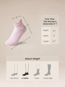 GLOWMODE 3 Pairs Socks Walk A Mile Soft Ventilated Mesh Grip Studio Workout Daily - Pink - View 8