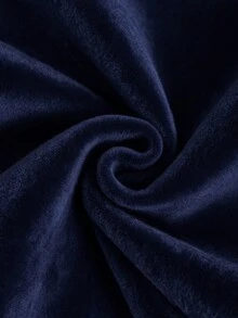 SHEIN 青少年女孩長袖秋冬純色時尚可愛街頭風蝴蝶結衛衣外套，舒適抓絨布料，時尚袖口粉色 - 藏蓝色 - 查看 7