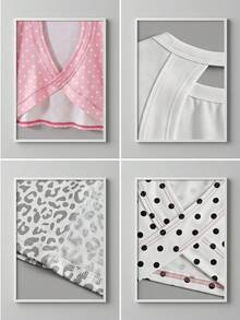SHEIN Tween Girl 2件組時尚後背交叉開口對比線條設計肩袖開學穿搭 - 黑與白 - 查看 6