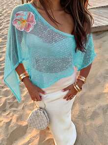 Ure Wave Women's Summer Casual Vacation Versatile Everyday Outing Western Music Festival 3D Three-Dimensional - Mint Green - View 3