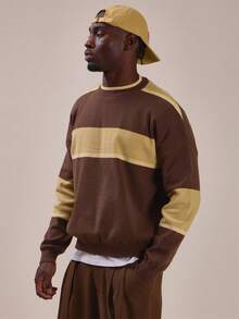 Musero Contrast Crew Neck Knit Jumper Ribbed Hem And Sleeve Spring Summer Essentials - Multicolor - View 3