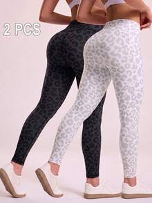 SHEIN Velisys 2 Buah Legging Olahraga Wanita - MultiWarna - View 1