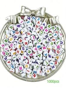 1000 Buah Per Kemasan - Manik-Manik Huruf Akrilik Hitam, 4x7 Mm - Dekorasi Rangkaian Huruf A sampai Z, Cocok untuk Gelang, Kalung, Gantungan Kunci, dan Perhiasan Buatan Sendiri. - MultiWarna - View 16