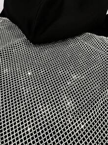Manfinity Dauomo Men's Rhinestone Back Mesh Long Sleeve Pullover Sweatshirt - Black - View 5