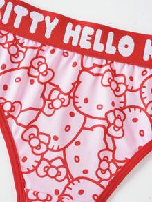 HELLO KITTY AND FRIENDS | SHEIN 女款字母卡通印花休閒丁字褲 - 粉色 - 查看 4