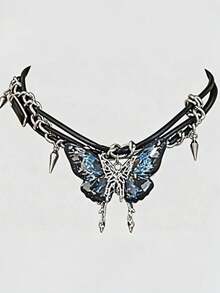 Popjeli A Bohemian Exaggerated Personalized Butterfly Tassel Pendant Necklace - Multicolor - View 12