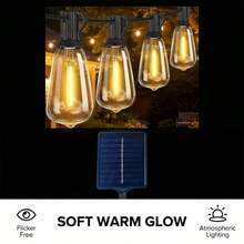 LED Solar String Light IP65 Waterproof Outdoor Christmas Decoration Bulb, Retro Holiday Wreath, Suitable For Courtyard, Camping, Holiday, Wedding And Party Decoration Light String. - Yellow - View 7