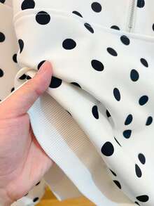 INAWLY Women's Polka Dot Casual Versatile Everyday Long Sleeve Sweatshirt - White - View 6