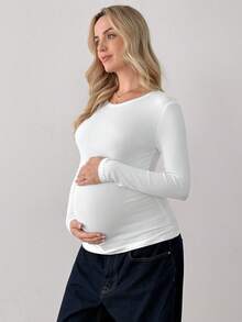 Modmama 3件組孕婦純色圓領休閒百搭日常外出長袖T恤套裝 - 彩色 - 查看 6